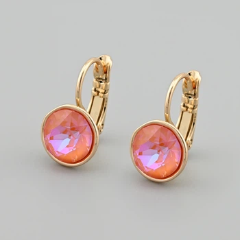 Сережки з кристалами Swarovski Сан Марино 40432 розмір 17х10 мм колір рожевий вага 3.1 г позолота 18К