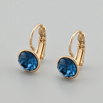 Сережки з кристалами Swarovski 53425 розмір 16х9 мм колір джинсовий вага 2.7 г позолота 18К