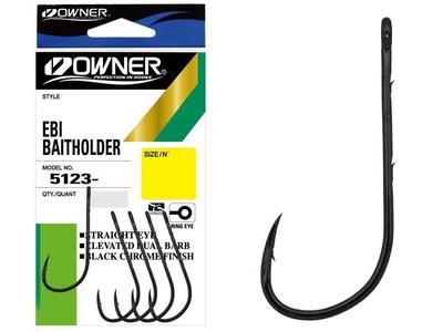 Крючки Owner Ebi Baitholder 5123 Black Chrome №1/0