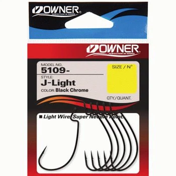 Крючки Owner J-Light Worm Hook 5109 (B-94) №2 Black chrome