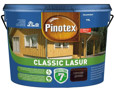 Лазурь-лак антисептический PINOTEX CLASSIC LASUR EURO для древесины матовый ореховое дерево 10л