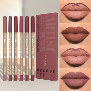 Набор карандашей для губ 6 нюдовых оттенков Face Secret Artist Pencil розовый