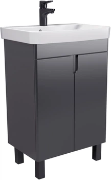 Тумба универсальная МОЙДОДЫР Simple Graphite 55-U c умывальником River 55 графитовая