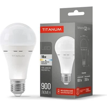 Лампочка аккумуляторная аварийная 10W TITANUM A68 E27 4000K 220V (TL-EMA68-10274) LED лампа светодиодная