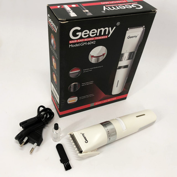 Аккумуляторная машинка для стрижки волос Gemei GM-6042. Цвет: белый