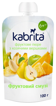 Пюре фруктове смузі Kabrita з козячими вершками, для дітей від 6 місяців, 100 г.