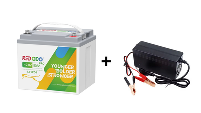 Аккумулятор LiFePO4 Redodo 12V 50 Ah с зарядным устройством для LiFePO4 батареи 14,6V 10 Ah ≥4000 циклов литий-железо-фосфат АКБ