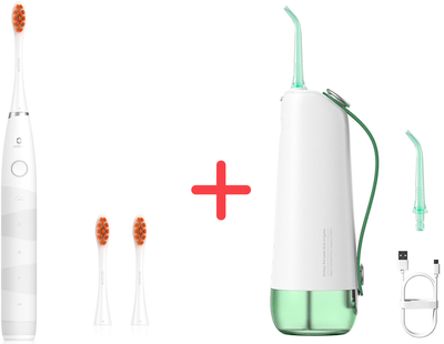 Набор Oclean Электрическая зубная щетка Flow S Sonic Electric Toothbrush White + Ирригатор W10 Green NEW-2 NOZZLES (6970810552959/6970810555745)