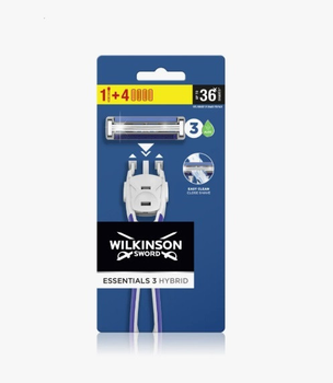 Станок мужской для бритья Wilkinson Sword Essentials 3 Hybrid с 4 сменными картриджами