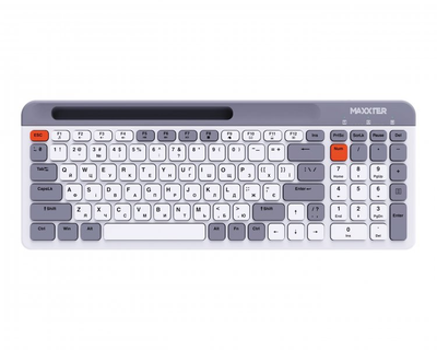 Бездротова клавіатура Maxxter KBW-02G-UA, ножичний механізм, сіра з білим
