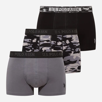 Набір трусів боксерів чоловічих бавовняних U.S. Polo Assn 80542 XL 3 шт Чорний/Сірий (8680557451573)