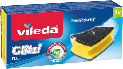 Губки Vileda Glitzi plus для сильно загрязнённой посуды 3 шт (168691)