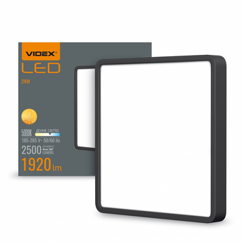 Накладной светодиодный светильник VIDEX 24W 5000K 220V квадратный черный