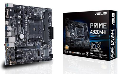 Мат.плата AM4 (A320) Asus PRIME A320M-K/CSM, A320, 2xDDR4, Int.Video(CPU), 4xSATA3, 1xM.2, 1xPCI-E 16x 3.0, 2xPCI-E 1x 2.0, ALC887, RTL8111H, 4xUSB3.1/2xUSB3.0/6xUSB2.0, VGA/HDMI, MicroATX