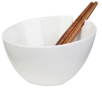 Zestaw HOMLA Mooka Miska do sałat ceramiczna 24 cm + sztućce do serwowania 2 szt (5902869967904)