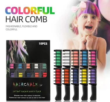 Набір гребінців з кольоровою крейдою 10шт Hair Chalk