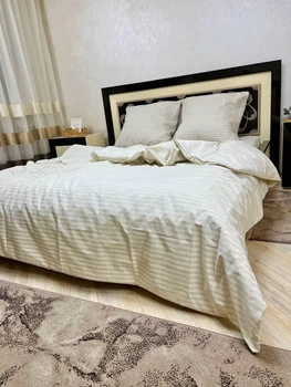 Постільна білизна бязь Смужка беж Сімейний Підковдра 2шт 150*220