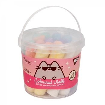 Мел 16шт. Jumbo YES Pusheen 400479 пласт.ведро