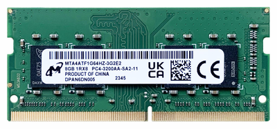 Оперативна пам'ять Micron SODIMM DDR4 8Gb 1Rx8 3200Mhz PC4-3200AA-SA2-11 MTA4ATF1G64HZ-3G2E2 2345