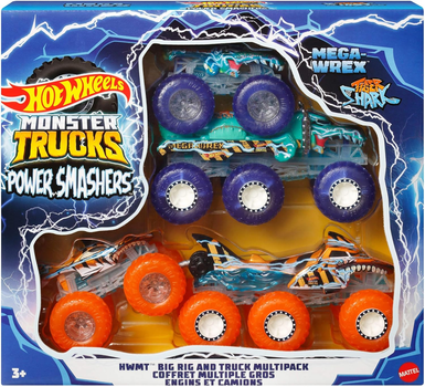 Набор из 4-х машинок Хот Вилс Монстр трак Hot Wheels Monster Trucks Mega-Wrex & Tiger Shark HYJ29