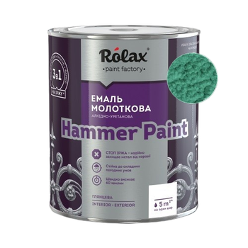 Эмаль молотковая 3 в 1 Rolax «HAMMER PAINT» зеленая 2 л.