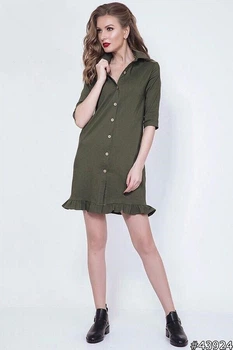 Платье рубашка женское ST Style джинсовое S хаки