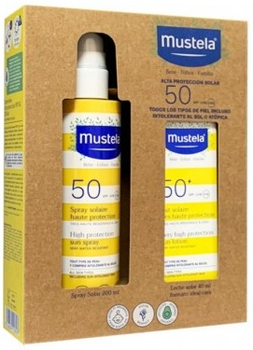 Zestaw Mustela Krem przeciwsłoneczny dla twarzy SPF 50+ 40 ml + Spray przeciwsłoneczny SPF 50+ 200 ml (8436034154419)