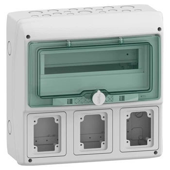 Щит для розетки Schneider Electric Mureva 12 модулів IP65 3 отвори 90х100мм 13180