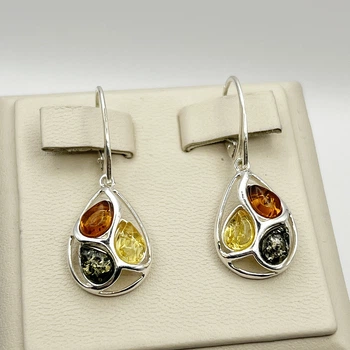 Сережки серебряные с янтарем 4,71 г