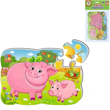 Магнитные пазлы для детей Vladi Toys VT3205-77 P Свинья и поросенок, 12 элементов (VT3205-77-RT)