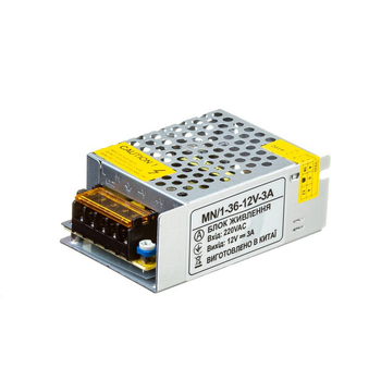 Блок питания 12В 3А 36Вт IP20 металлический корпус MN-36-12V-3A