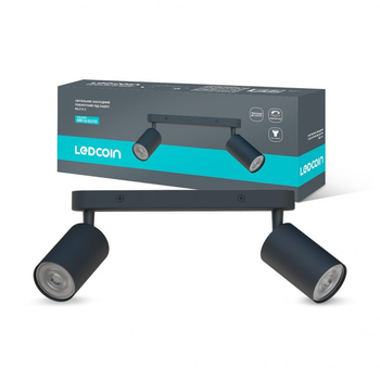 Накладной светильник Ledcoin ML314-2 черный 220V поворотный (под 2 сменные LED лампы GU10) 260х54x130мм