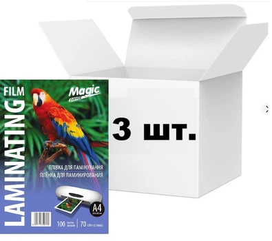 Пленка для ламинирования А4 70 мкм. упаковка 300 л. (100 шт/уп.x 3 п.) Magic Пленка для ламинации А4 глянцевая 70 мкм