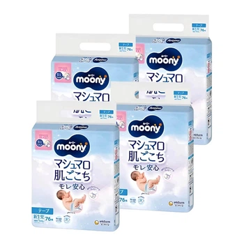 Подгузники Moony NB (0-5kg) 76шт 4 упаковки