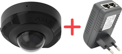 Дротова IP-камера Ajax DomeCam Mini 5Mp/4 мм Black + POE інжектор у подарунок (DomeCamMini (5Mp/4mm)B+P)