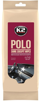 Chusteczki nawilżane K2 POLO SHINE do czyszczenia deski rozdzielczej i elementów plastikowych 24 szt (5906534002198)