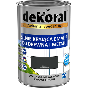 Эмаль для дерева и металла Dekoral Emakol черный матовый RAL 9005, 0.2л