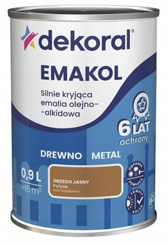 Эмаль для дерева и металла Dekoral Emakol орех средний глянец 0.9л