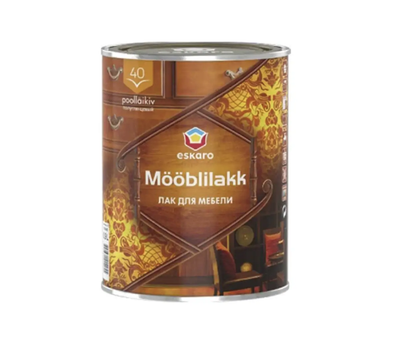 Лак акриловый ESKARO MOBLILAKK 40 мебельный 0.9 л. Полуглянцевый