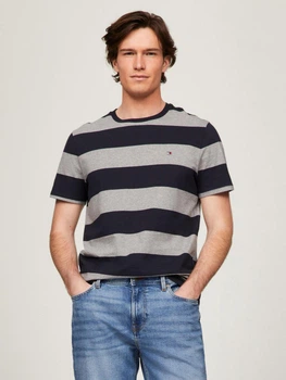 Футболка хлопковая длинная мужская Tommy Hilfiger 78JB116FAP 2XL Серая с принтом (18664318962)