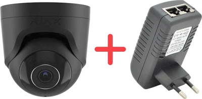 Проводная IP-камера Ajax TurretCam 8 Mp/4 мм Black + POE инжектор в подарок (TurretCam (8 Mp/4mm)B+P)