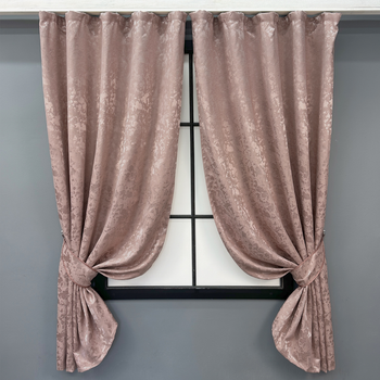 Комплект коротких штор VR-Textil Льон мармур Pavliani VO № 1716ш пудровий 130х170 см 2 шт (35-0342)