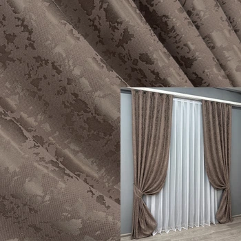 Комплект готовых штор VR-Textil Лен мрамор Pavliani VO № 1718ш какао 150х275 см 2 шт (33-0618)