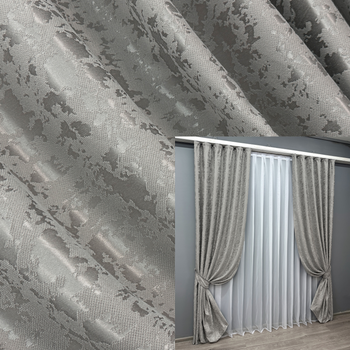 Комплект готових штор VR-Textil Льон мармур Pavliani VO № 1714ш сірий 150х275 см 2 шт (33-0614)