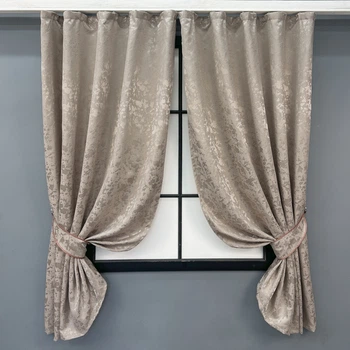 Комплект коротких штор VR-Textil Лен мрамор Pavliani VO № 1717ш серо-бежевый 130х170 см 2 шт (35-0343)