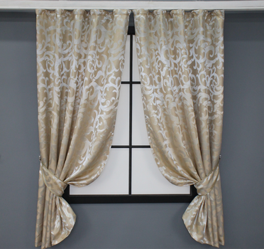 Комплект коротких штор VR-Textil жакард Вензель №416ш 130х170 см 2 шт Бежевий (35-0041)