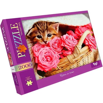 Пазлы классические Danko Toys C2000-01-05 P, Котик в розах, 60х94 см (C2000-01-05-RT)