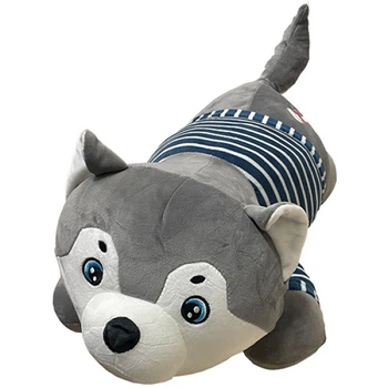Мягкая игрушка собачка с пледом Bambi L1124 G, Серый плюш, 60 см (L1124 Grey-RT)