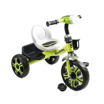 Трехколесный велосипед BestTrike BS-25084 с подстаканником, корзиной, музыкой и светом, колеса EVA, Салатовый