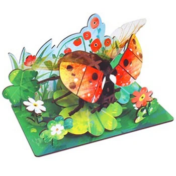 Деревянные 3D пазлы для детей Bambi 68036W L, Ladybug, 49 деталей (68036W-RT)
